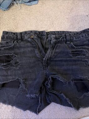 American Eagle Outfitters Distressed Black Jean Shorts